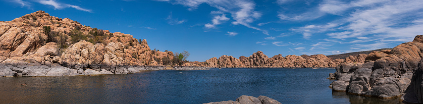 Watson Lake is located near Prescott, Arizona and is surrounded by a rock formation called the Granite Dells.