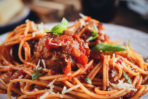 istock Meatballs with Spaghetti and Tomato Sauce 1312839973