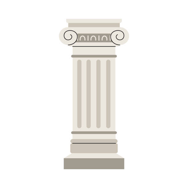 ilustrações de stock, clip art, desenhos animados e ícones de ancient roman or greek column element, flat vector illustration isolated. - column ionic capital isolated