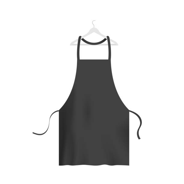 istock Template of black fabric apron, realistic vector illustration isolated on white. 1312844077