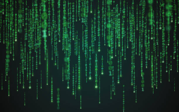 マトリックスの背景。バイナリ コード テクスチャ。緑色の数字が落ちる。データの視覚化の概念。未来的なデジタル背景。1 桁と 0 桁の数字。コンピュータ画面テンプレート。ベクトルの図 - network security computer backgrounds binary code点のイラスト素材／クリップアート素材／マンガ素材／アイコン素材