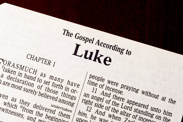 istock The Book of Luke Title Page Close-Up 1312851113
