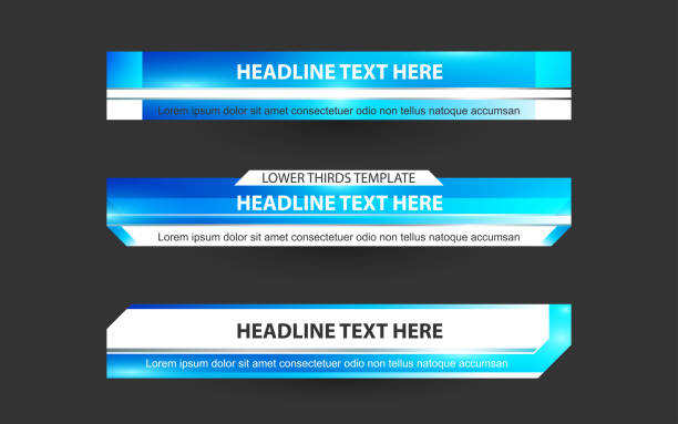 Set collection vector of Broadcast News Lower Thirds Template layout design banner for bar Headline news title, sport game in Television, Video and Media Channel radio backgrounds stock illustrations