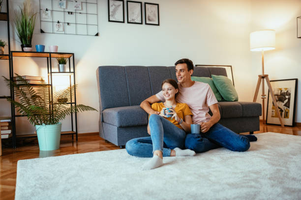 istock Young couple living in eco-friendly smart home and working remotely 1312854146