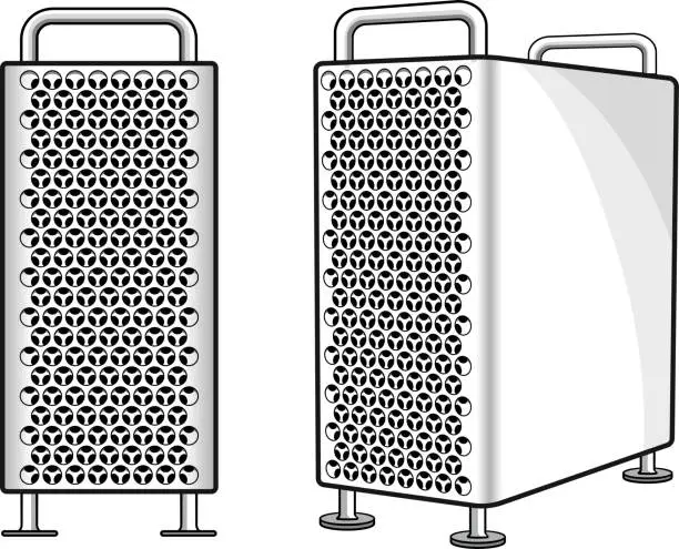 Vector illustration of modern Mac Pro computer built for highest performance