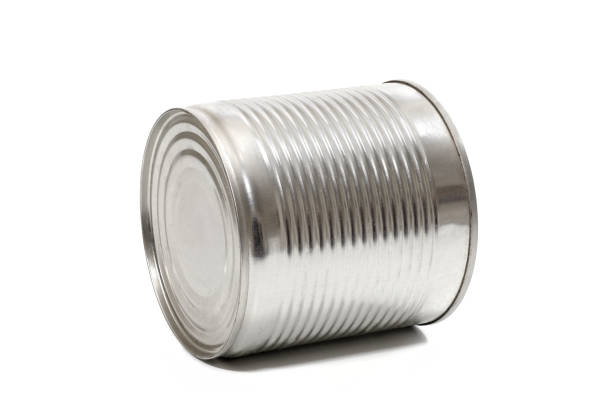 istock Tin can isolated on white background, mock up for design. Side view, close-up 1312861884