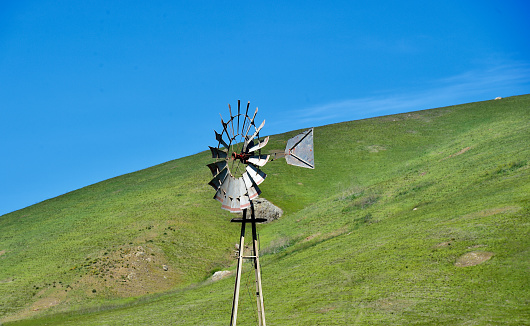 Old fashioned windmill along the Central Coast of California