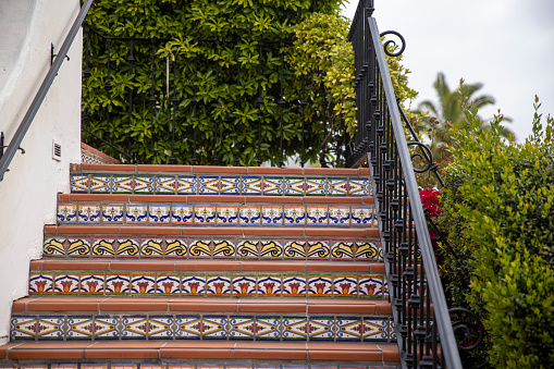 Image of tiles in Downtown Santa Barbara- taken during the late morning in Santa Barbara County, California.