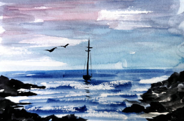 istock background of a watercolor seascape 1312867984