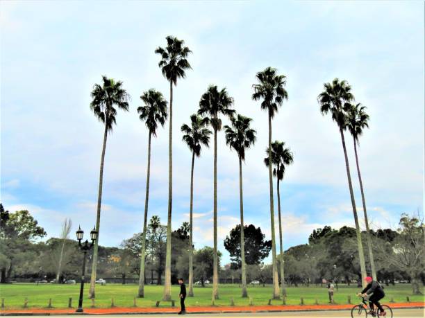 Buenos Aires, Argentina -June 23, 2019 People walking in The Rosedal Park in the Palermo. Buenos Aires public Parks also known as \