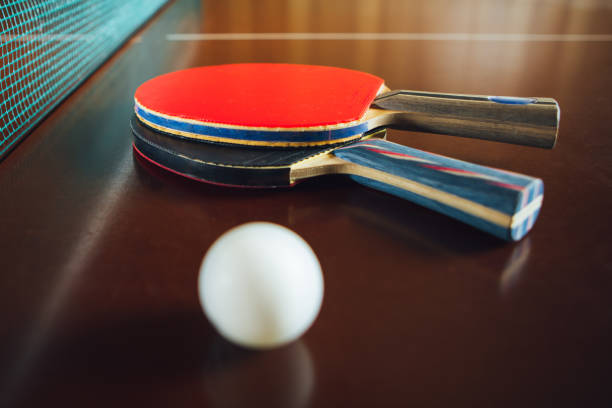 istock table tennis rackets and ball, close-up view 1312869722