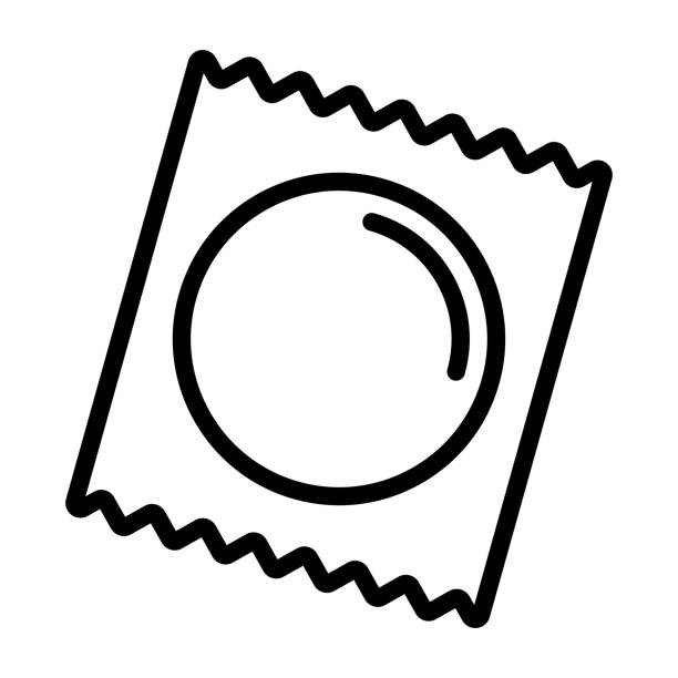 stockillustraties, clipart, cartoons en iconen met condom line icon, overzicht symbool vector illustratie - condoom