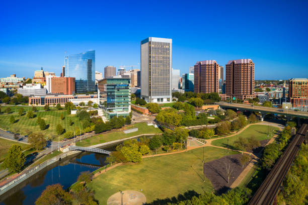 istock Richmond Downtown Aerial With Park Greenery 1312876588