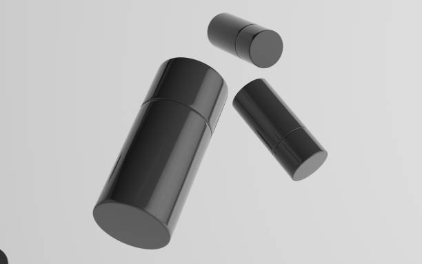 istock 75ml Black Plastic Roll-On / Spray Deodorant Bottle Mockup - Three Floating Bottles 1312878789