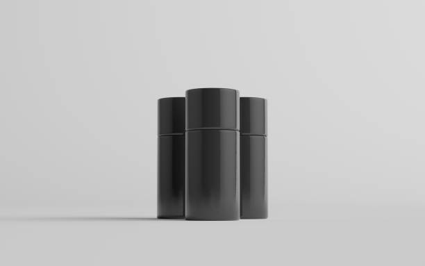 istock 75ml Black Plastic Roll-On / Spray Deodorant Bottle Mockup - Three Bottles 1312878795