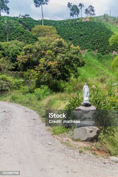 Virgin Mary Statuette At Coffee Plantations Near Manizales Colombia Stock Photo - Download Image Now