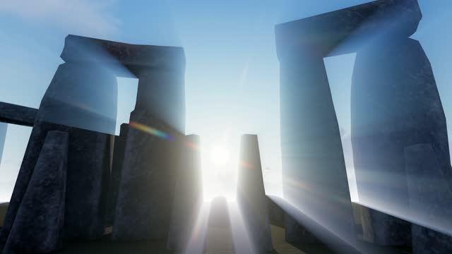 Stonehenge Neolithic Period Temple from Standing Stones Rocks. Stonehenge 3D Animation Creative Concept
