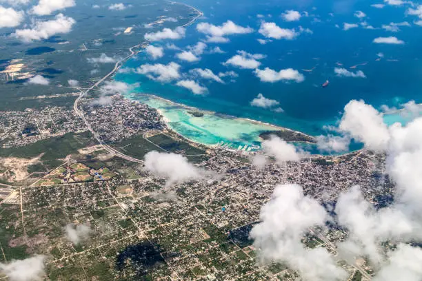 Aerial view of Boca Chica town in Dominican Republic