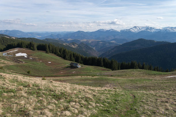 istock Spring panorama of alpine valley in Carpathian Mountains 1312889802