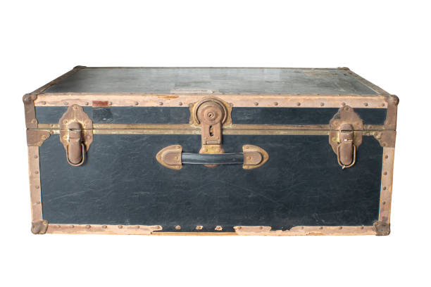 istock Ancient, brown chest, isolated on white background 1312896041