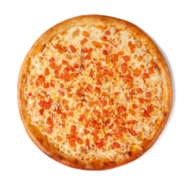 istock Classic pizza Margarita. With tomatoes and mozzarella cheese. View from above. White background. Isolated. 1312907746