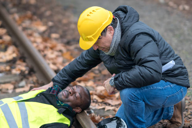 istock Accident at work on the railway tracks 1312915926