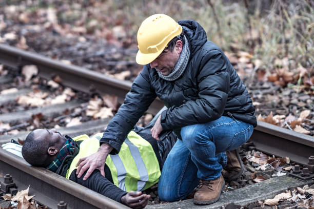 istock Accident at work on the railway tracks 1312916198