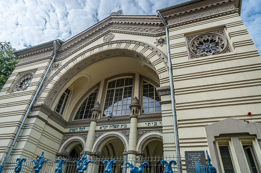 Vilnius, Vilnius,Lithuania - AUG 14, 2020: Choral Synagogue of Vilnius is the only synagogue of Vilnius that is still in use. The other synagogues were destroyed during World War II. Religion concept