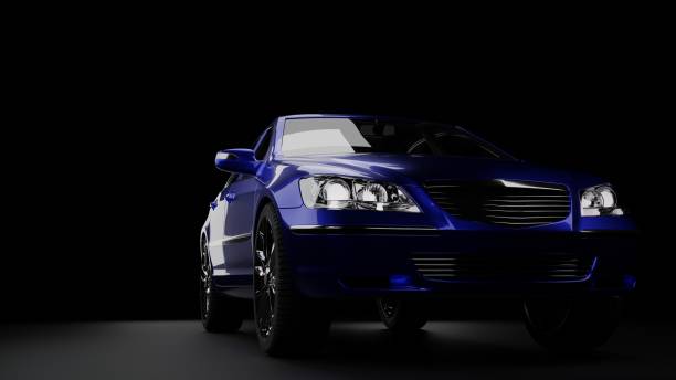 istock blue car on the side in the dark on a background 1312921430