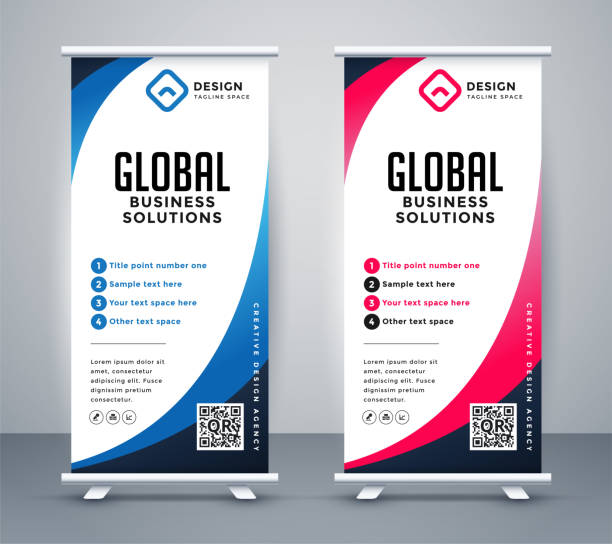 business roll up display standee for presentation purpose business roll up display standee for presentation purpose vertical stock illustrations