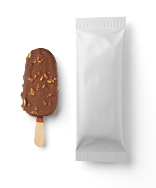 istock Chocolate popsicle with nuts and clean package isolated. 3D rendering and photo. 1312928303
