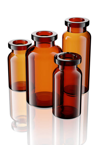 istock Brown vaccine vials isolated on white background. 3D rendering. 1312928611