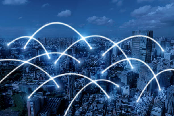 istock Globalization. media link connecting on night city background, digital, internet, communication, cyber tech, networking, smart city, business, partnership, network connection and technology concept 1312932237