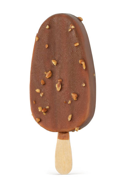 istock Popsicle ice cream with chocolate coating and nuts isolated. 1312933155