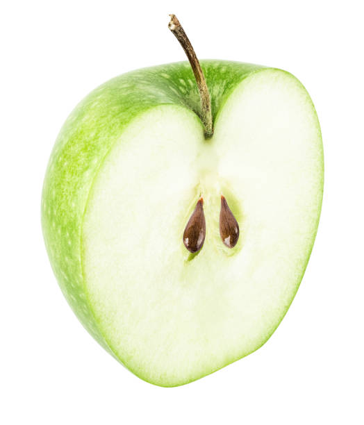 istock Halved green apple isolated on white background with clipping path 1312935706