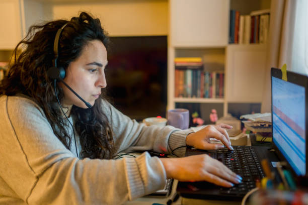 istock Busy business woman saying connected while working from home 1312938011
