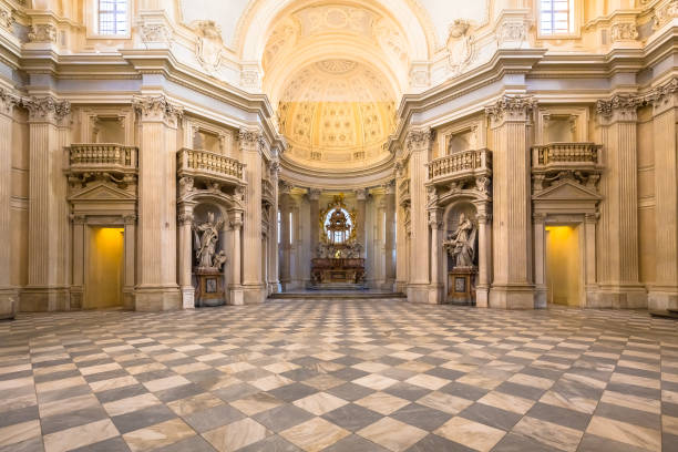 royal church in reggia di venaria reale, turin, italy. - venaria foto e immagini stock