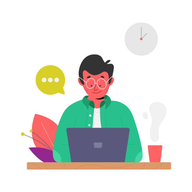 Freelance Work Flat Design on White Background. Scalable to any size. Vector Illustration EPS 10 File. one person stock illustrations