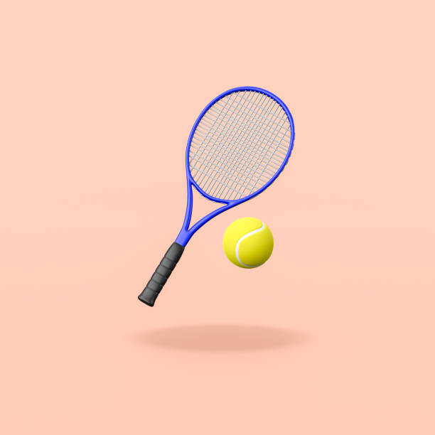 istock Tennis Racket and Ball on Orange Background 1312944773