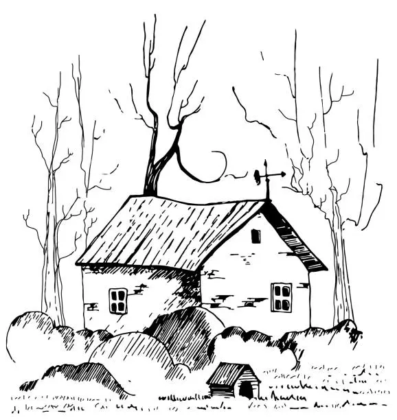 Vector illustration of Damn old house