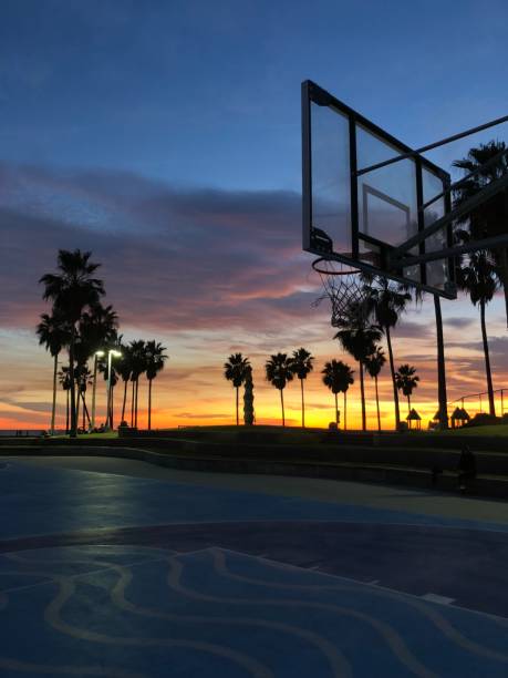 basketball streetbasketball venice beach kalifornien - basketball basketball hoop california southern california stock-fotos und bilder