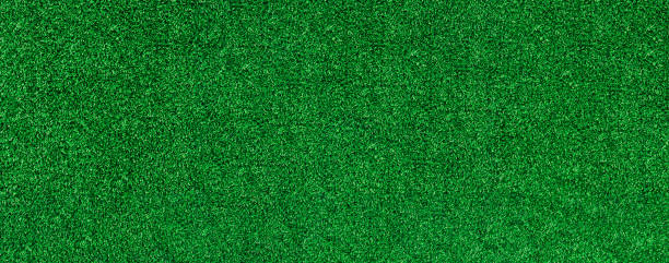 istock Green artificial grass pattern texture background. Grass meadows on football field or golf. Top view banner. 1312952183