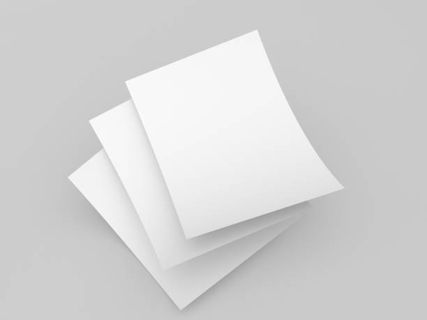 istock White sheets of office paper on a gray background. 3d render illustration. 1312952333