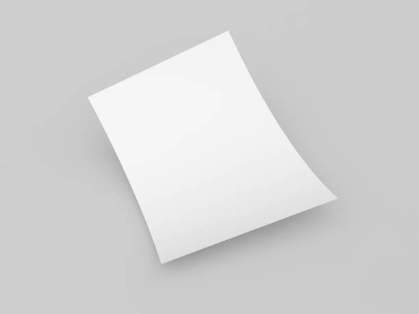 istock Curved A4 sheet of paper on a gray background. 3d render illustration. 1312952476