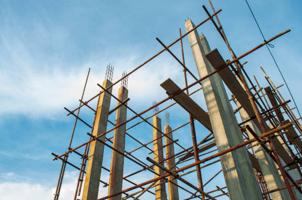 istock Construction of a steel scaffold on the construction site. 1312953353
