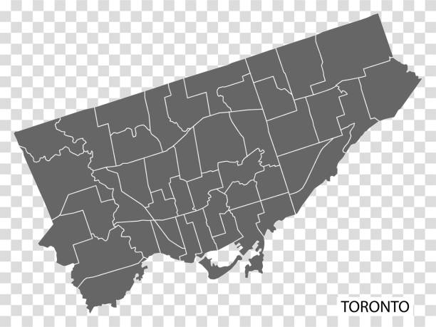 high quality karte von toronto ist eine stadt in kanada, mit grenzen der regionen. karte von toronto für ihr website-design, app, ui. eps10. - toronto stock-grafiken, -clipart, -cartoons und -symbole