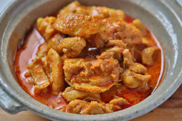 istock Close-up Spicy Chicken Panang, Thai food in ceramic cups 1312960735