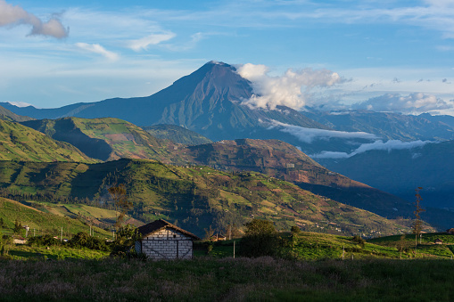 Tungurahua volcano view from the mountains