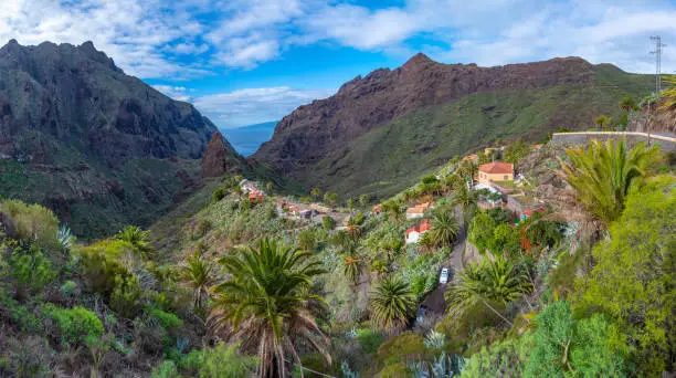 Masca village situated in a picturesque valley, Tenerife, Canary Islands, Spain.
