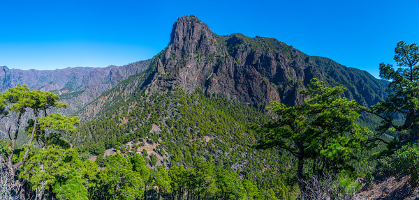 Panorama of Caldera de Taburiente national park at La Palma, Canary islands, Spain.